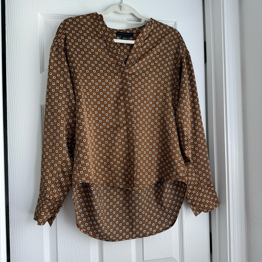 Brown floral pattern blouse